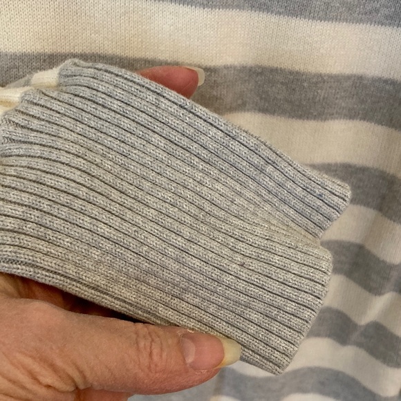 Polo by Ralph Lauren Gray and Cream Striped V-Neck Sweater - Picture 5 of 9